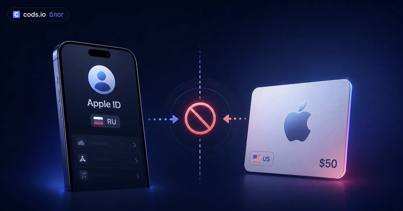 Несовпадение региона Apple ID и Apple Gift Card при активации — cods.io блог