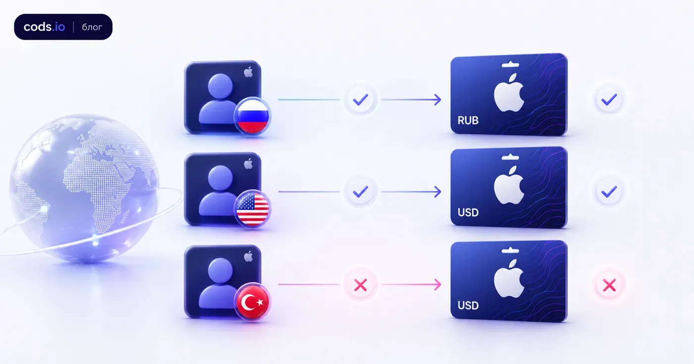 Соответствие региона Apple ID и страны подарочной карты Apple Gift Card — cods.io блог